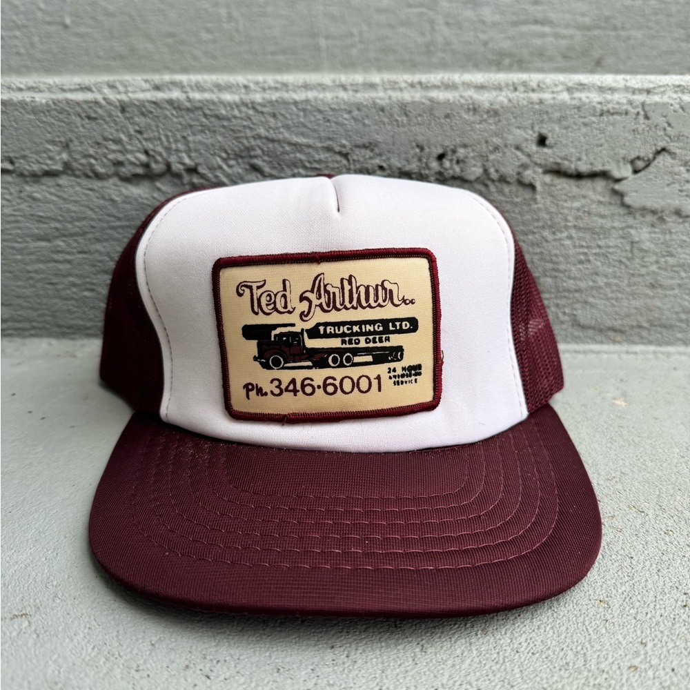 Burgundy and White Trucker Hat